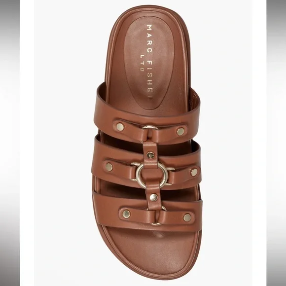 NWOB Marc Fisher Verity Slip-On Casual Sandal in Natural Leather - Size 7.5 - Picture 1 of 10